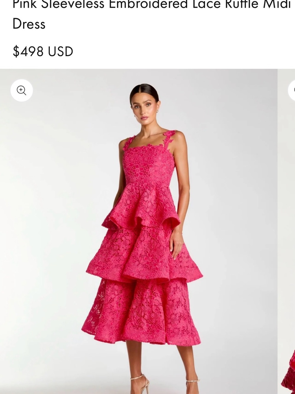 Fuchsia Sleeveless Tiered Lace Midi Dress